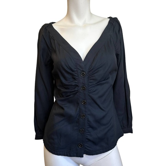 Maeve by Anthropologie Morrill Black Button Down Blouse sz 2 NWOT - Picture 1 of 9